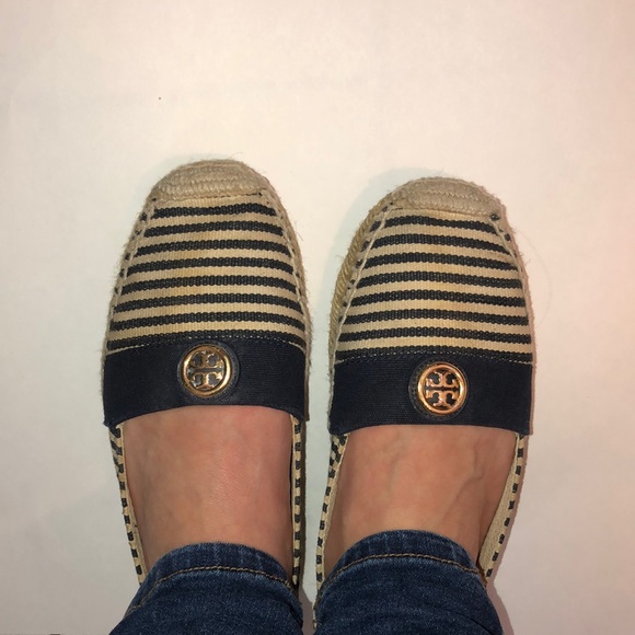 Tory Burch Shoes - Tory Burch Espadrilles Navy and Cream 9